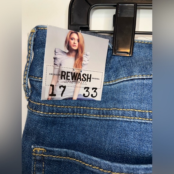 Rewash Brand Ultra Stretch Classic Rise Denim Jeans Sequin Patches Sz 17/33 - Picture 10 of 11